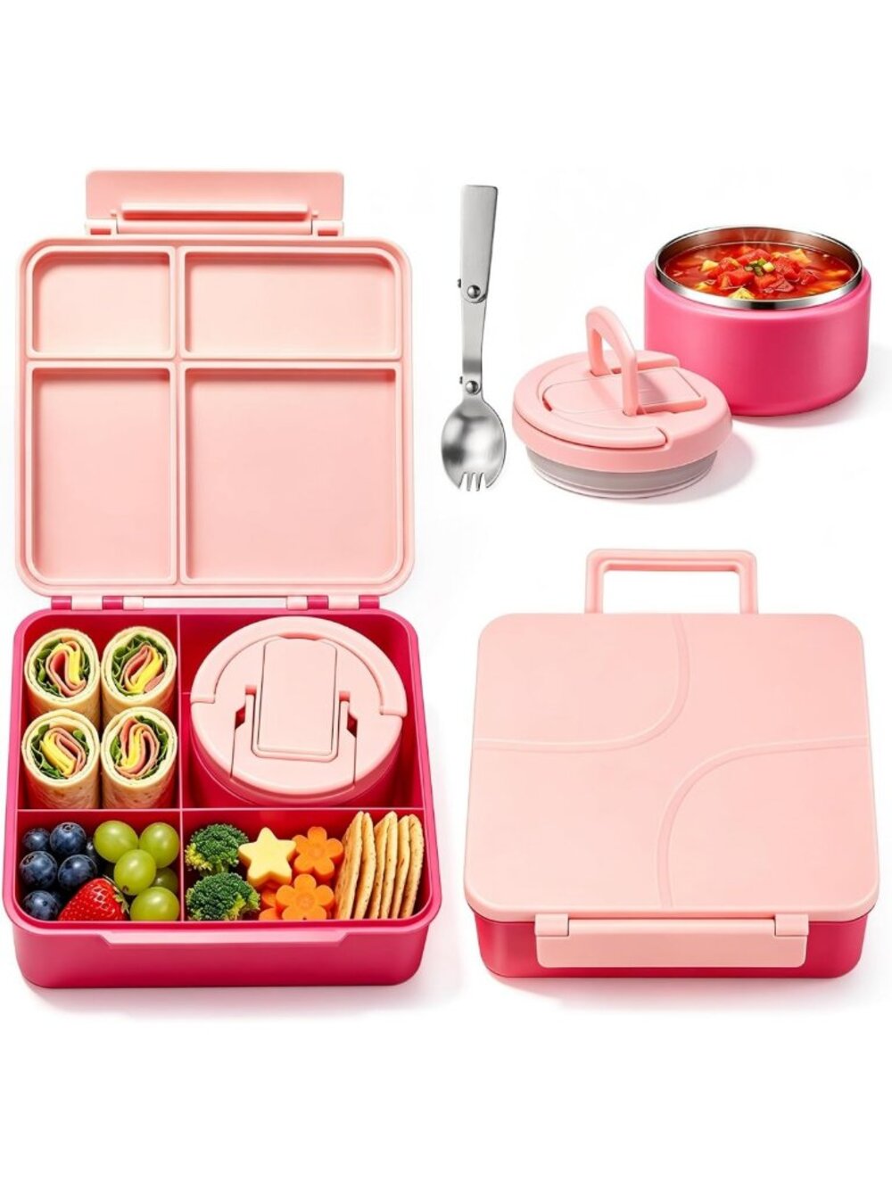 Leakproof Bento Lunch Box for Kids - 4 Compartment Insulated Food Container